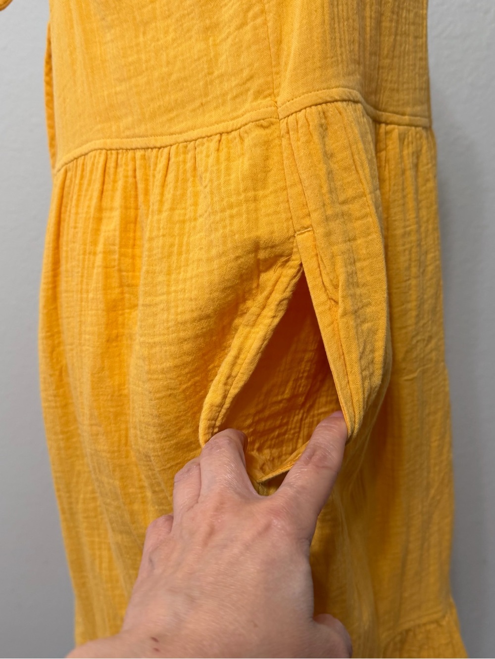 Free Assembly Maxi/Midi Dress Medium Marigold Yellow Cotton Gauze Sundress - Picture 8 of 15